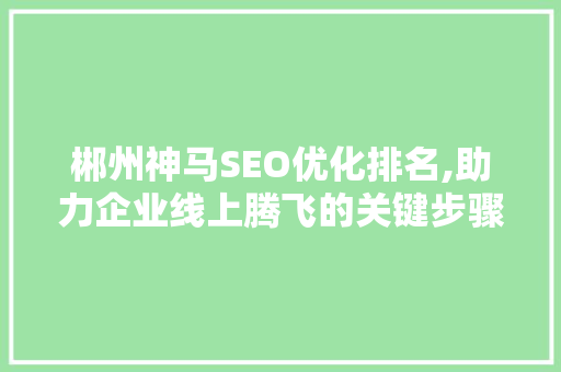 郴州神马SEO优化排名,助力企业线上腾飞的关键步骤