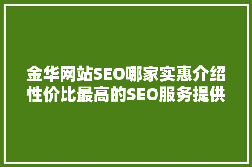 金华网站SEO哪家实惠介绍性价比最高的SEO服务提供商
