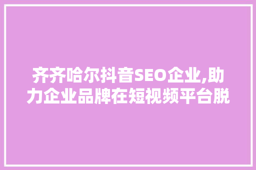 齐齐哈尔抖音SEO企业,助力企业品牌在短视频平台脱颖而出