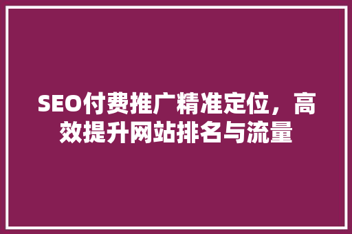 SEO付费推广精准定位，高效提升网站排名与流量