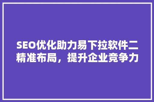 SEO优化助力易下拉软件二精准布局，提升企业竞争力