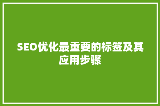 SEO优化最重要的标签及其应用步骤