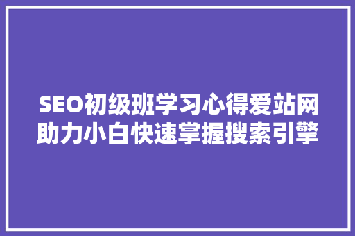 SEO初级班学习心得爱站网助力小白快速掌握搜索引擎优化