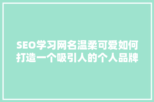 SEO学习网名温柔可爱如何打造一个吸引人的个人品牌
