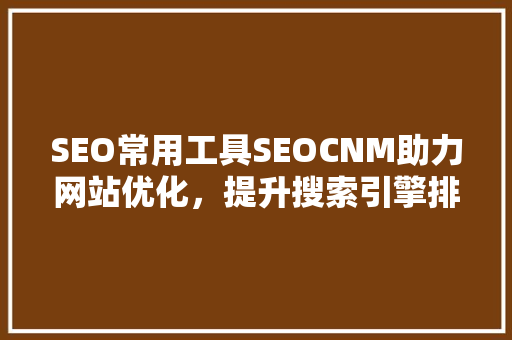 SEO常用工具SEOCNM助力网站优化，提升搜索引擎排名