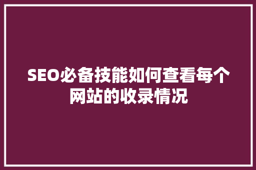 SEO必备技能如何查看每个网站的收录情况
