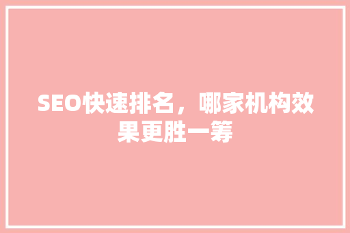 SEO快速排名，哪家机构效果更胜一筹