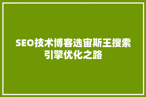SEO技术博客选宙斯王搜索引擎优化之路