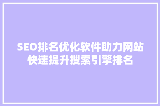 SEO排名优化软件助力网站快速提升搜索引擎排名