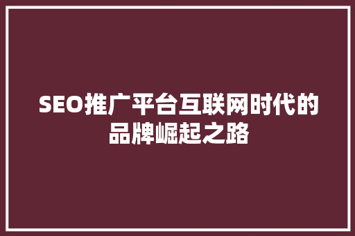 SEO推广平台互联网时代的品牌崛起之路