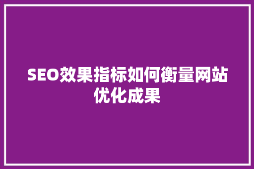 SEO效果指标如何衡量网站优化成果