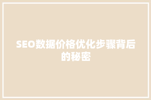 SEO数据价格优化步骤背后的秘密