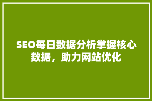 SEO每日数据分析掌握核心数据，助力网站优化