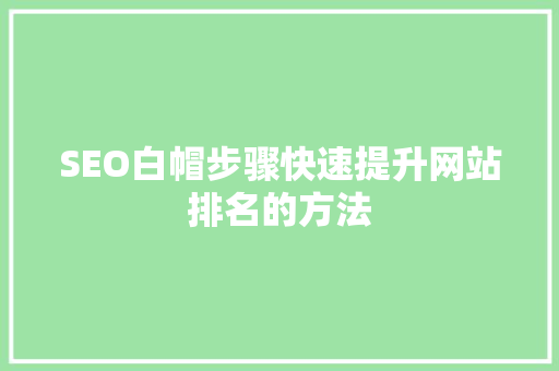 SEO白帽步骤快速提升网站排名的方法