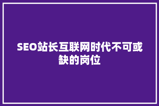 SEO站长互联网时代不可或缺的岗位