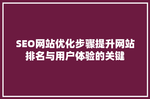 SEO网站优化步骤提升网站排名与用户体验的关键