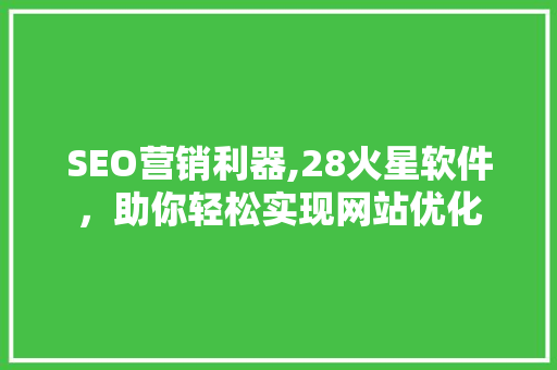 SEO营销利器,28火星软件，助你轻松实现网站优化