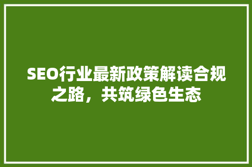 SEO行业最新政策解读合规之路，共筑绿色生态