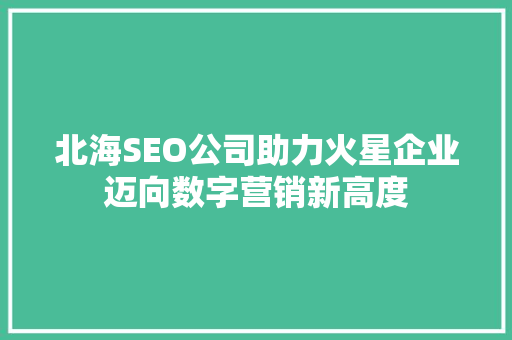 北海SEO公司助力火星企业迈向数字营销新高度