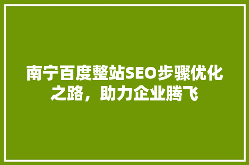 南宁百度整站SEO步骤优化之路，助力企业腾飞