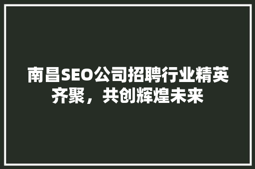 南昌SEO公司招聘行业精英齐聚，共创辉煌未来
