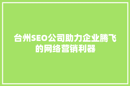台州SEO公司助力企业腾飞的网络营销利器