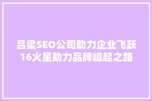 吕梁SEO公司助力企业飞跃16火星助力品牌崛起之路
