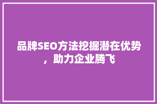 品牌SEO方法挖掘潜在优势，助力企业腾飞