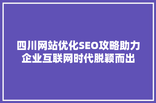 四川网站优化SEO攻略助力企业互联网时代脱颖而出