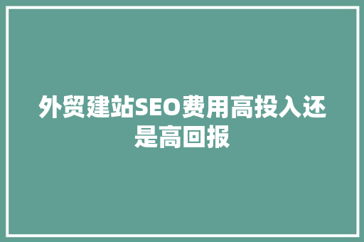 外贸建站SEO费用高投入还是高回报