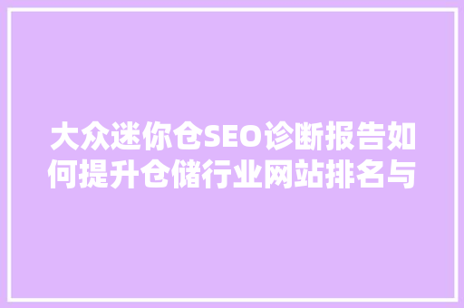 大众迷你仓SEO诊断报告如何提升仓储行业网站排名与流量