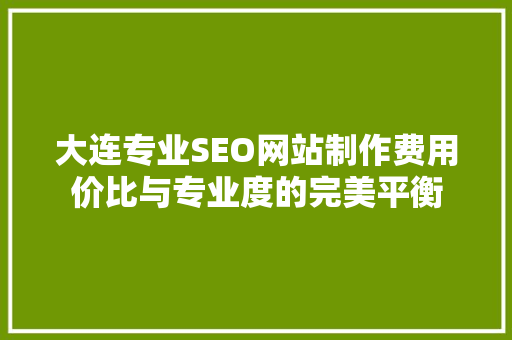 大连专业SEO网站制作费用价比与专业度的完美平衡
