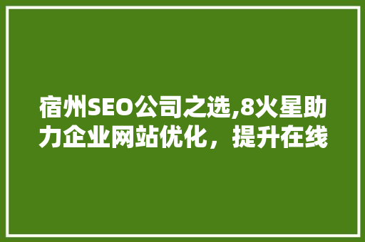 宿州SEO公司之选,8火星助力企业网站优化，提升在线竞争力