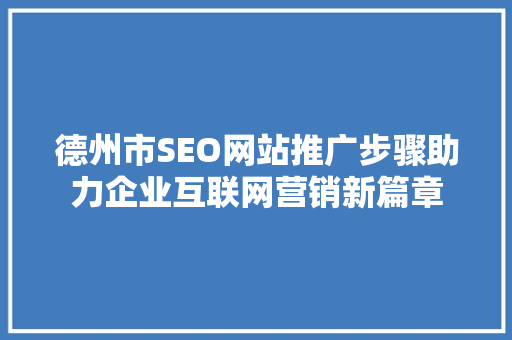 德州市SEO网站推广步骤助力企业互联网营销新篇章