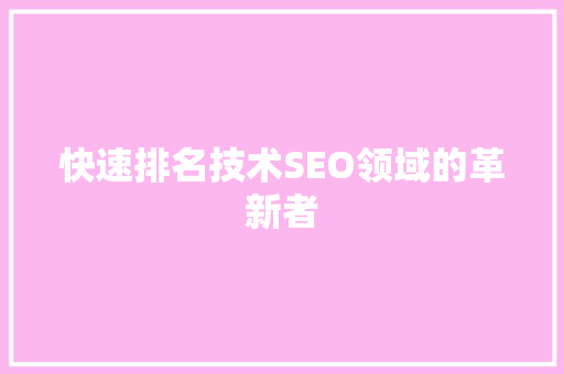快速排名技术SEO领域的革新者