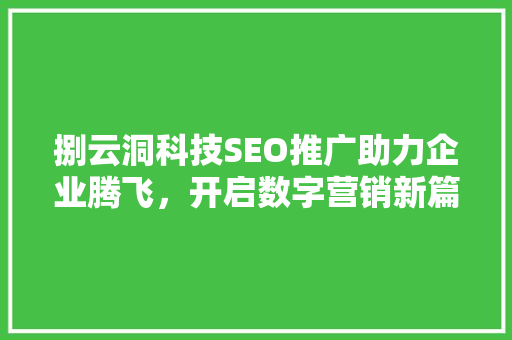 捌云洞科技SEO推广助力企业腾飞，开启数字营销新篇章