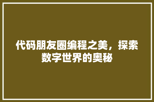 代码朋友圈编程之美，探索数字世界的奥秘