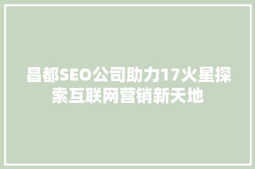 昌都SEO公司助力17火星探索互联网营销新天地