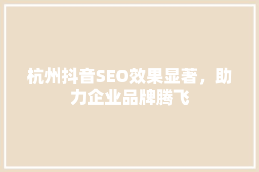 杭州抖音SEO效果显著，助力企业品牌腾飞