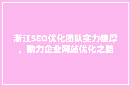 浙江SEO优化团队实力雄厚，助力企业网站优化之路