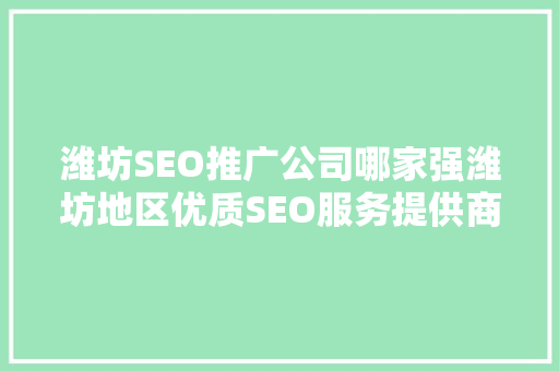 潍坊SEO推广公司哪家强潍坊地区优质SEO服务提供商