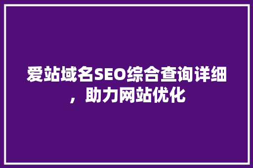爱站域名SEO综合查询详细，助力网站优化