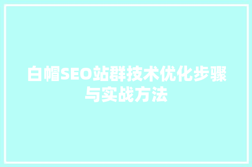 白帽SEO站群技术优化步骤与实战方法