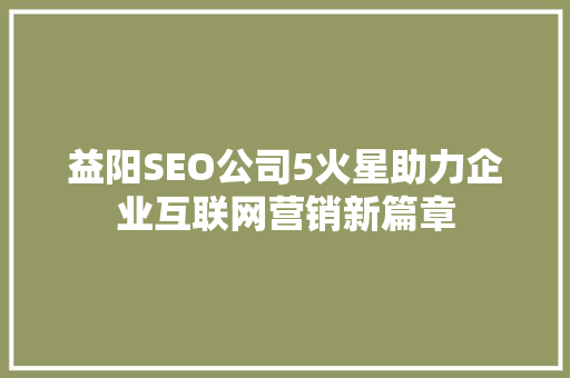 益阳SEO公司5火星助力企业互联网营销新篇章