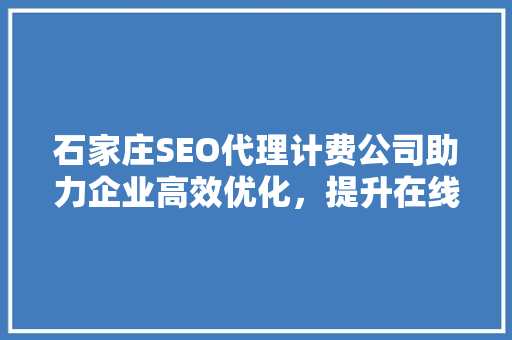 石家庄SEO代理计费公司助力企业高效优化，提升在线竞争力
