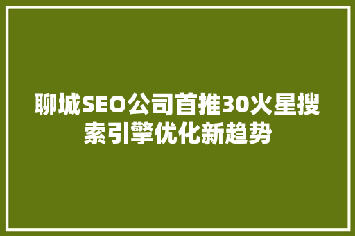 聊城SEO公司首推30火星搜索引擎优化新趋势
