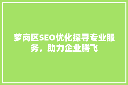 萝岗区SEO优化探寻专业服务，助力企业腾飞