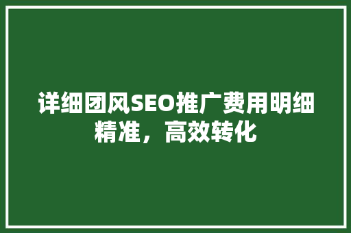 详细团风SEO推广费用明细精准，高效转化