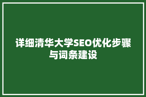 详细清华大学SEO优化步骤与词条建设