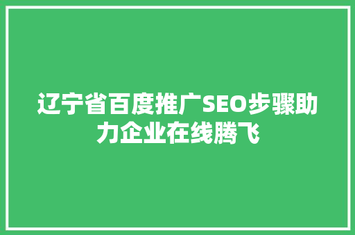 辽宁省百度推广SEO步骤助力企业在线腾飞